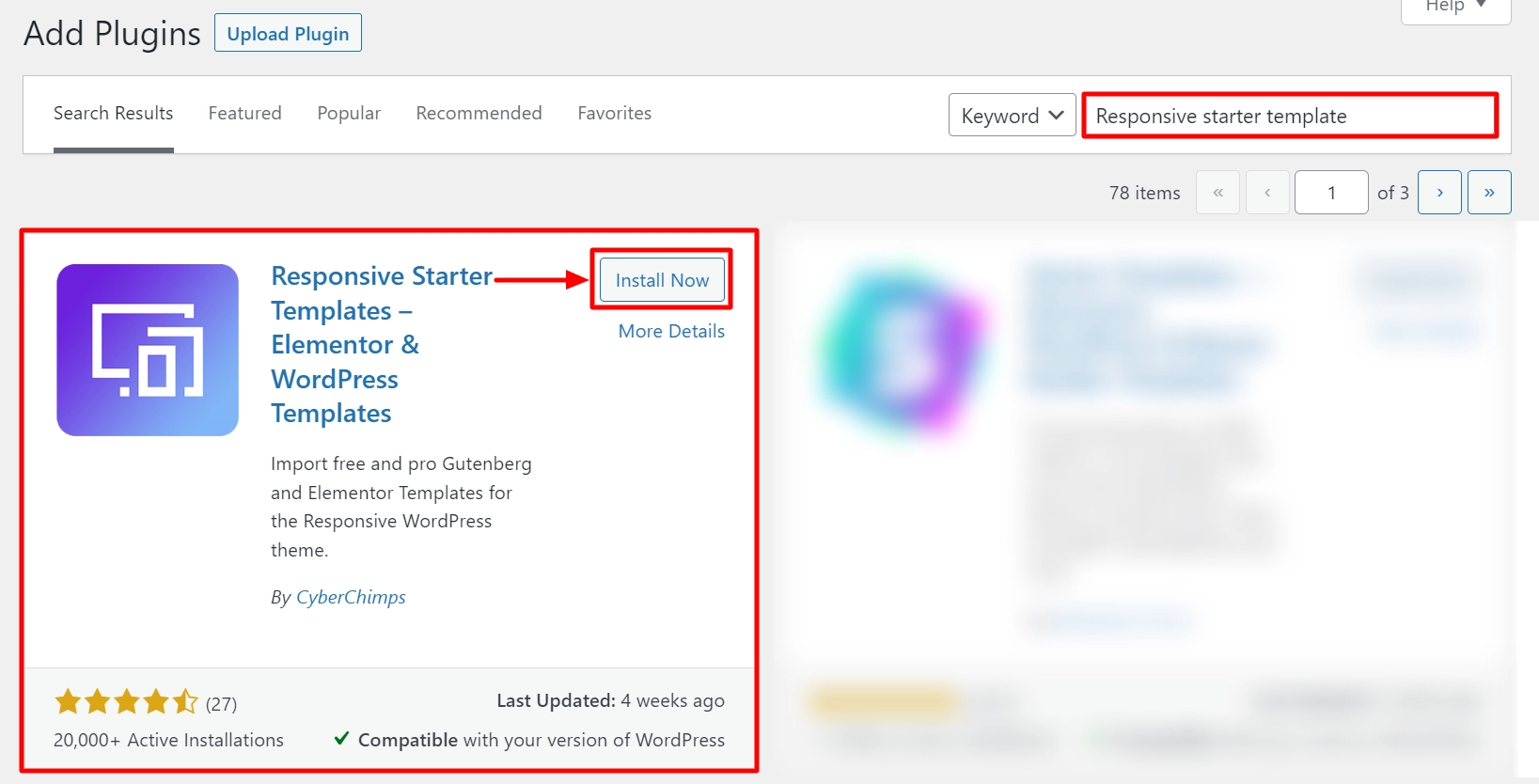 Search 'Responsive Starter Templates' and install it