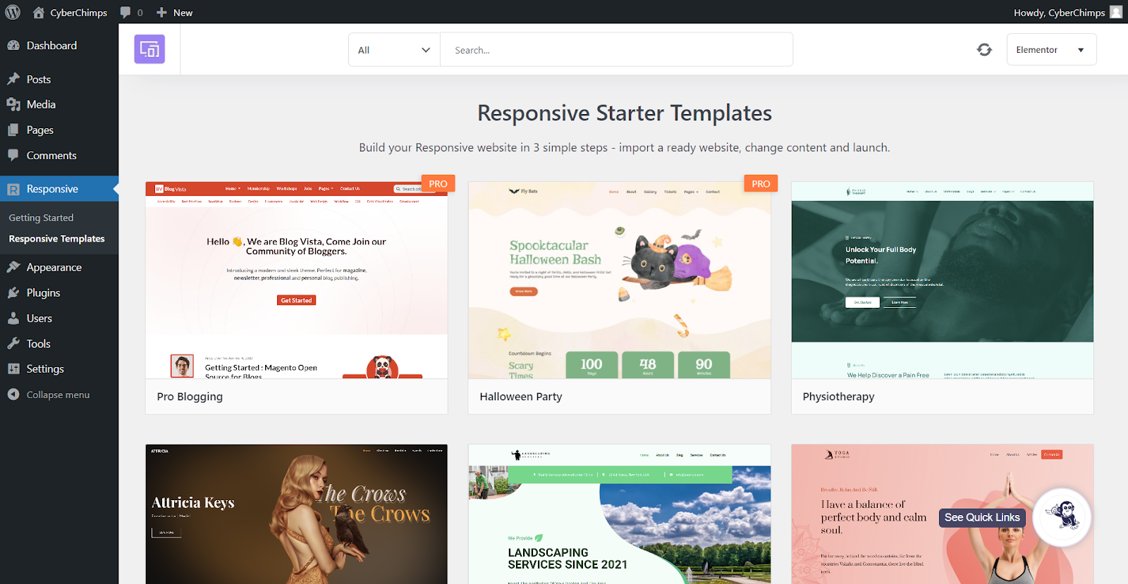 Responsive Starter Templates