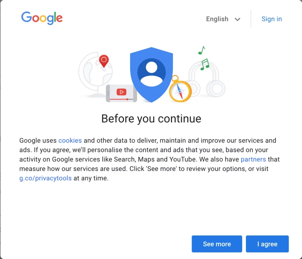 Google Cookie Consent Banner