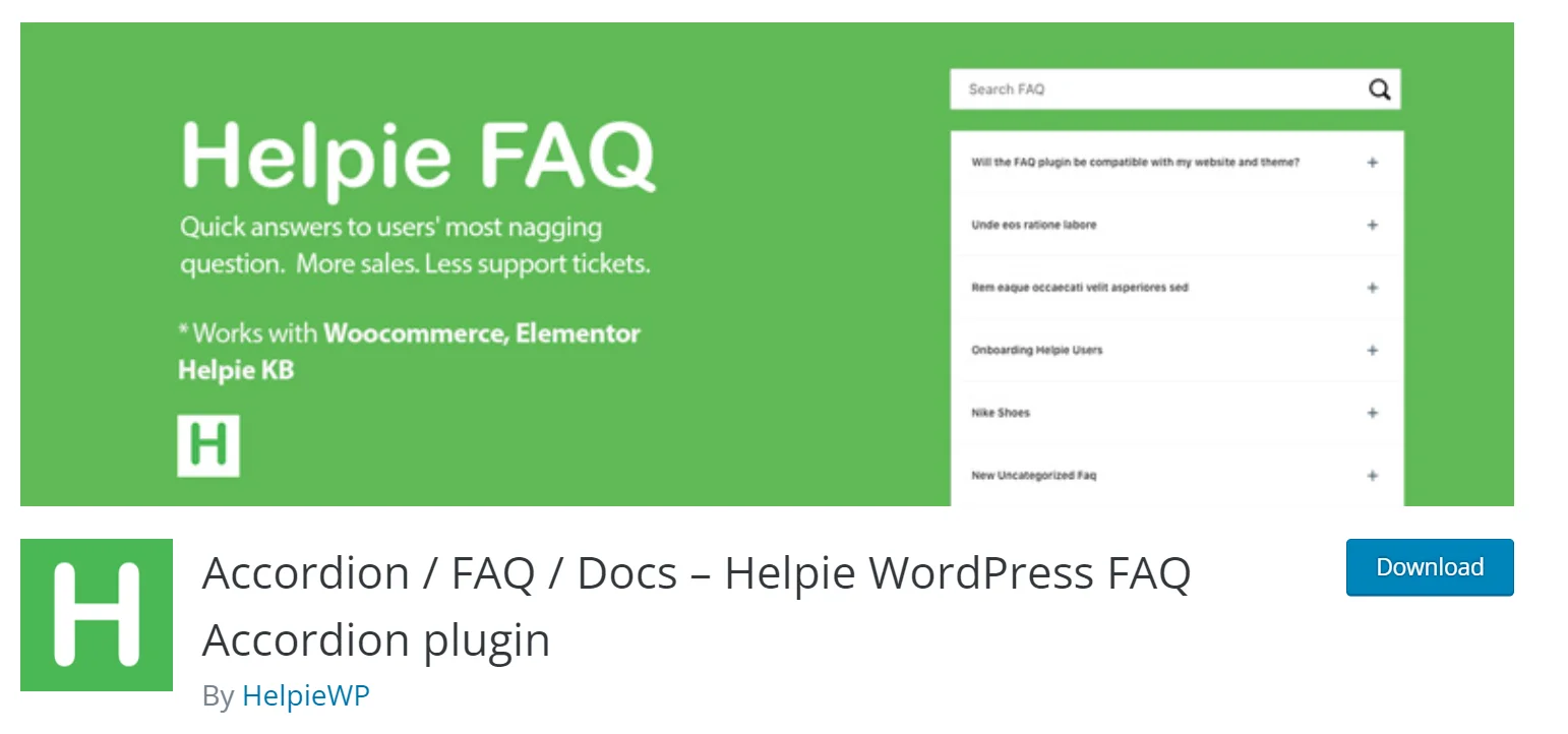 Helpie faq plugin