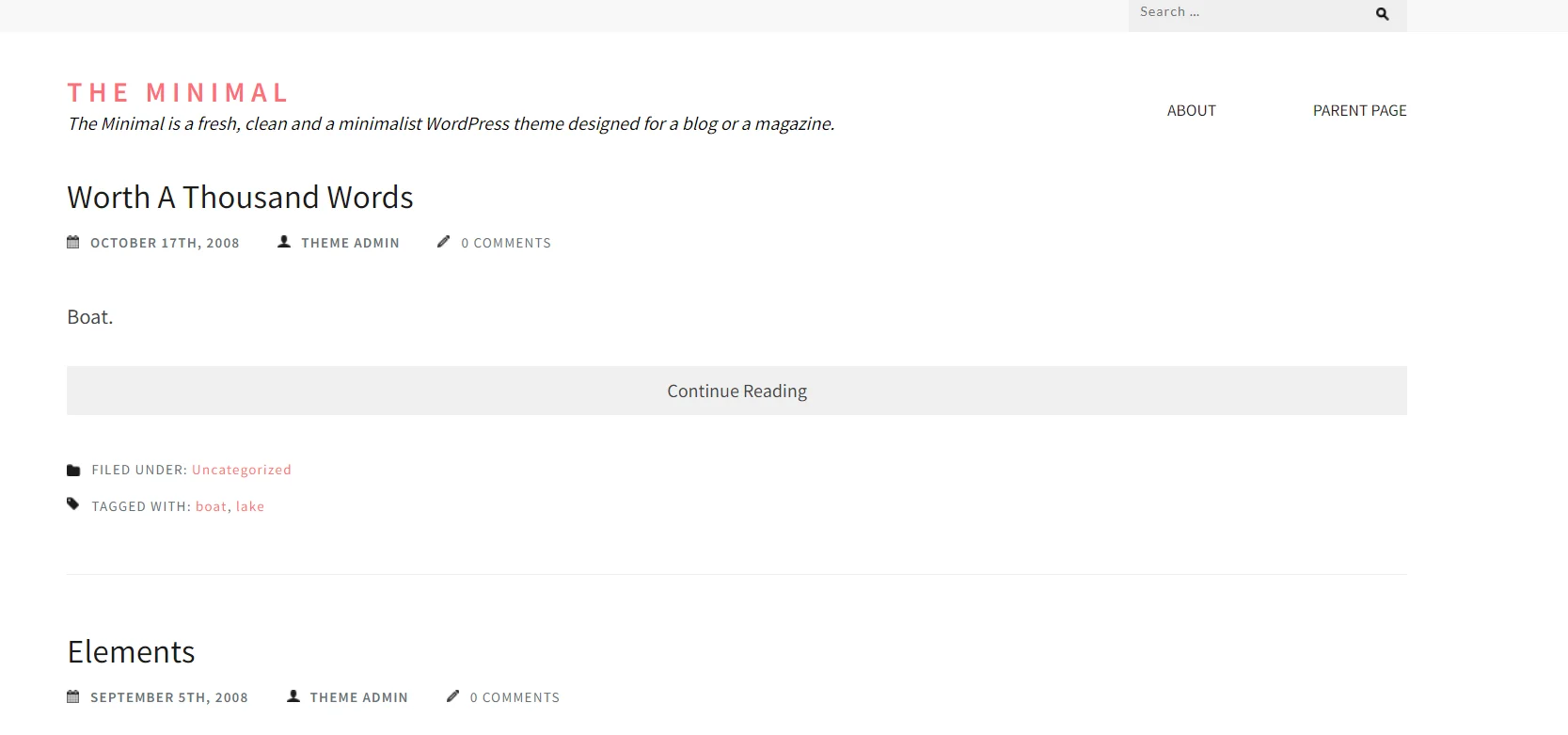 Minimal WordPress theme WordPress