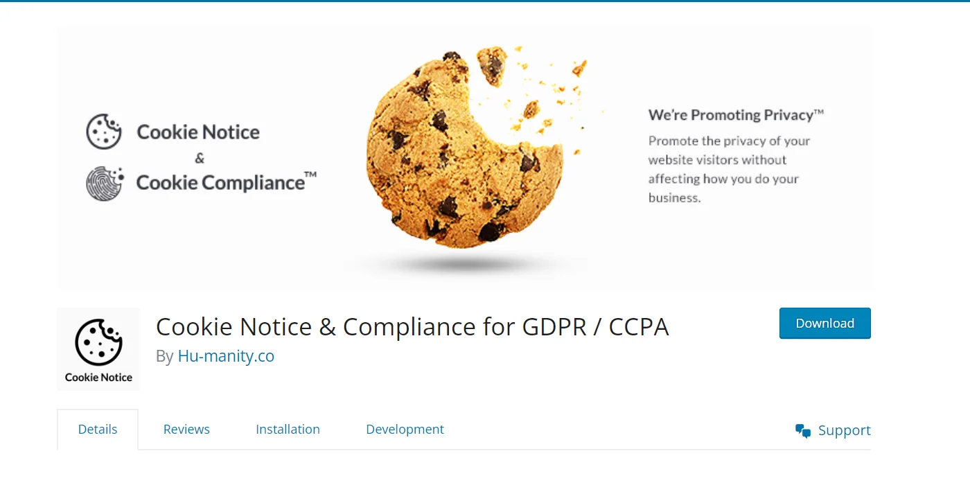 Cookie notice and compliance plugin for WordPress