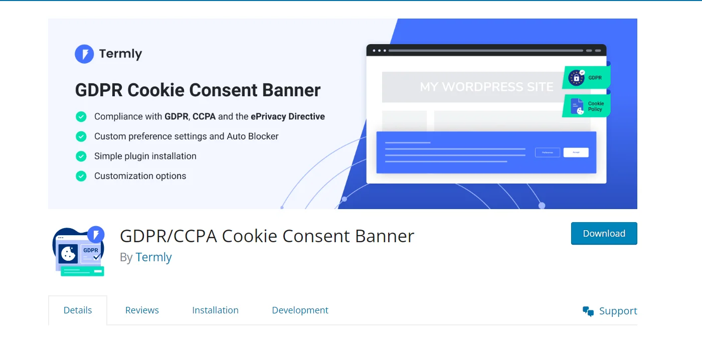 GDPR cookie consent banner