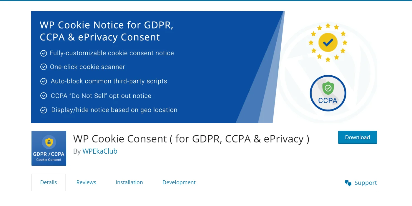 WP cookie consent GDPR WordPress plugin