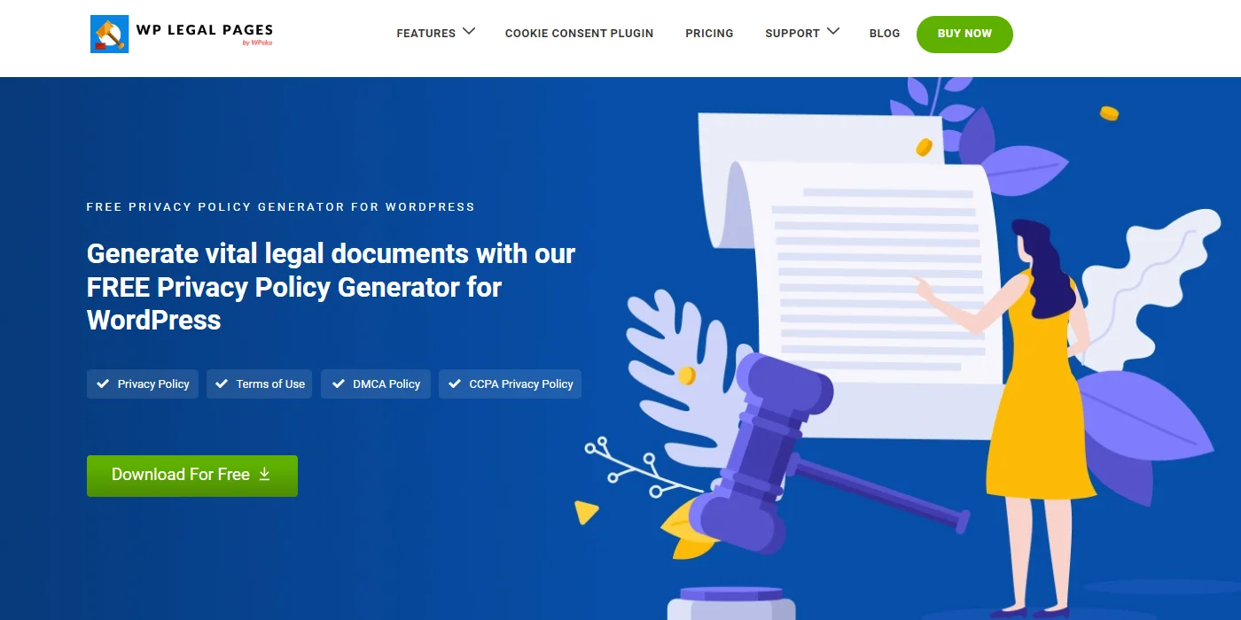 WP legal pages GDPR WordPress plugin