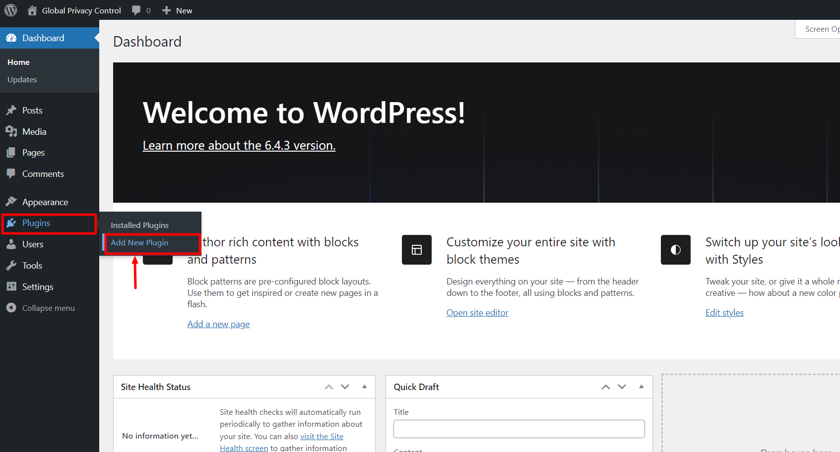 Adding WP Cookie Consent from dashboard of WordPress