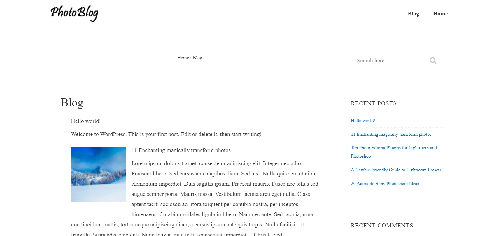 Final view of the website