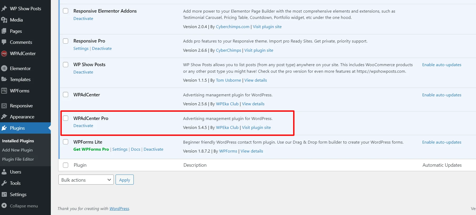 WP ads center in the dashboard- tools for amazon native ads