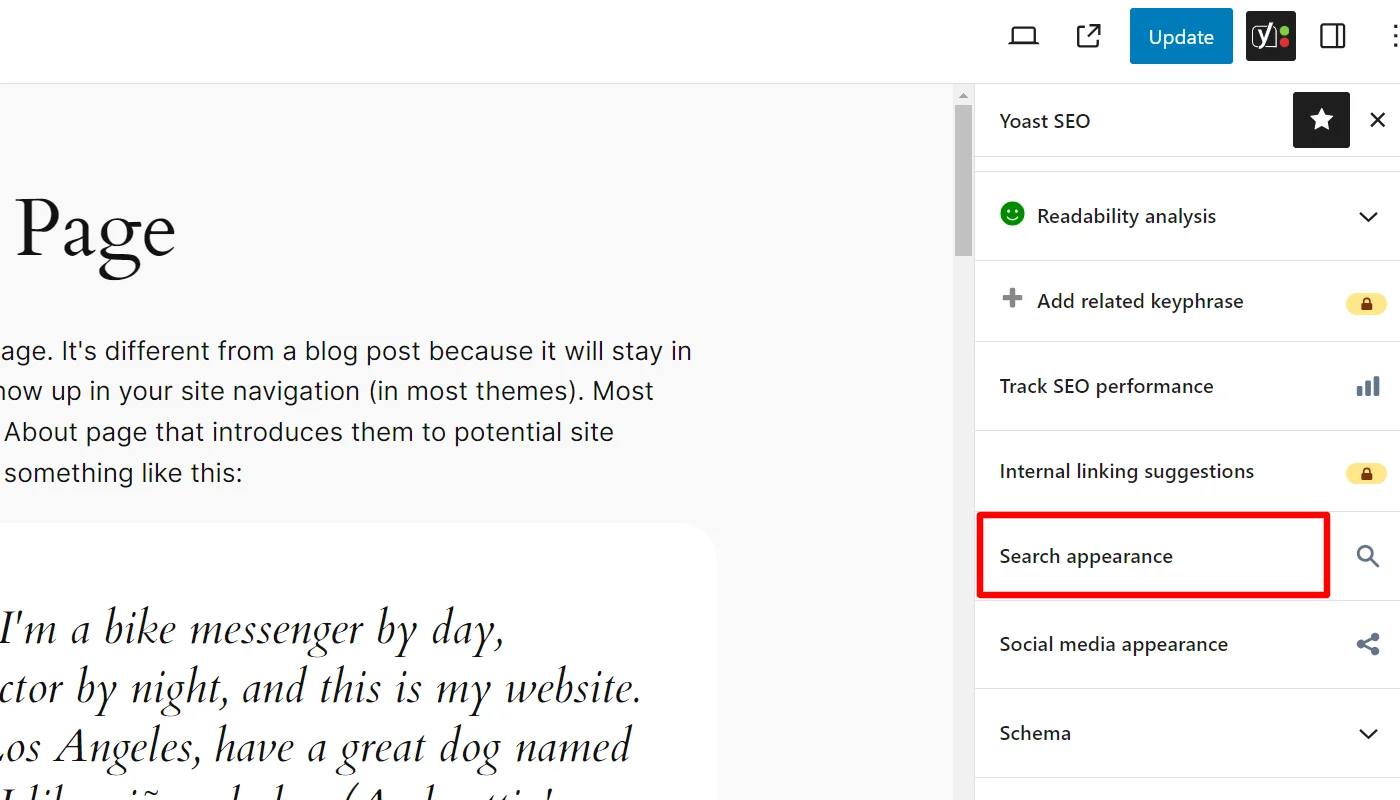 Clicking search appearence