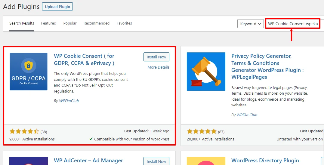Searching WP Cookie Consent Plugin