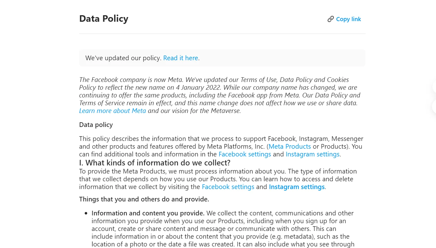 Instagram Data Policy