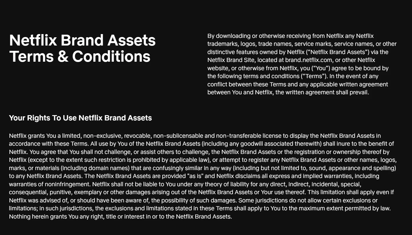 Netflix’s Terms and Conditions