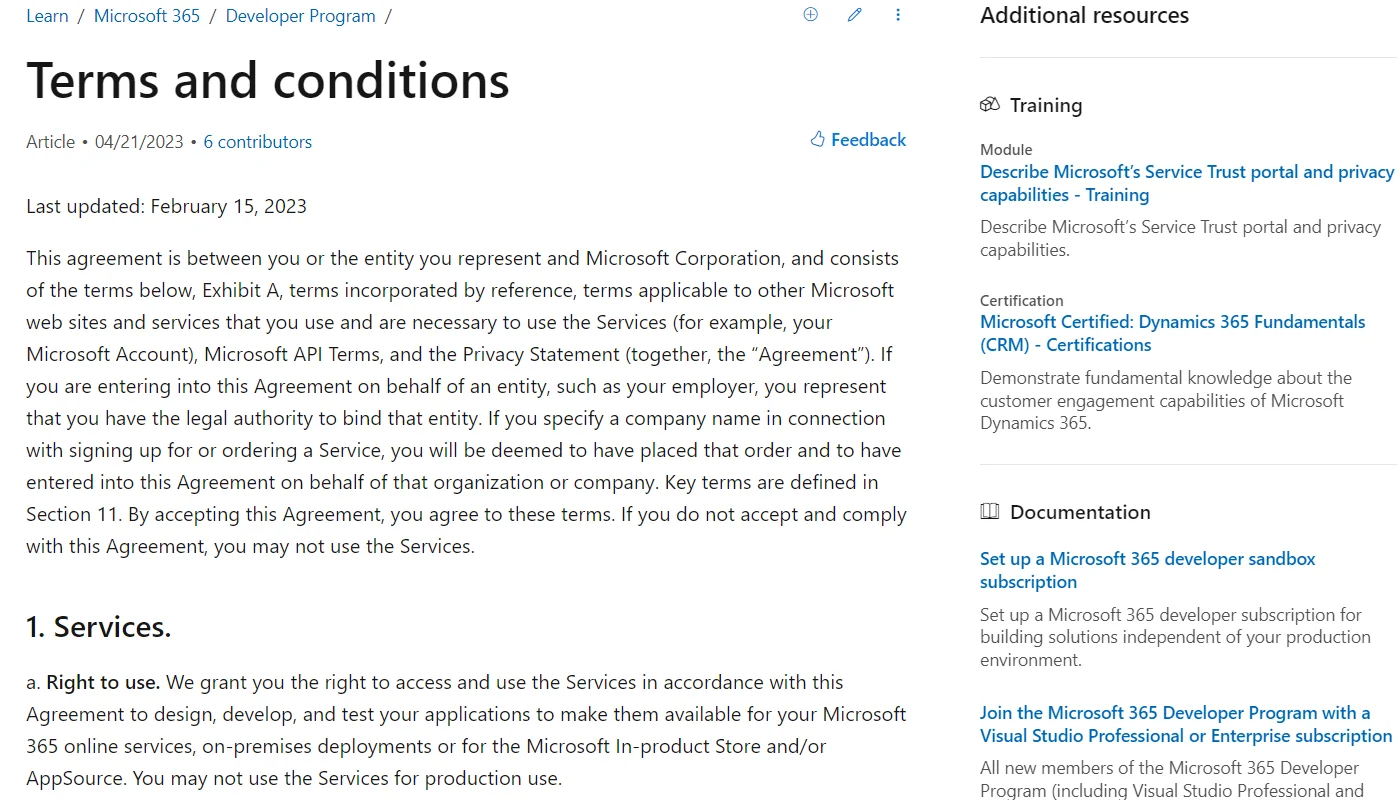 Microsoft Terms & Conditions