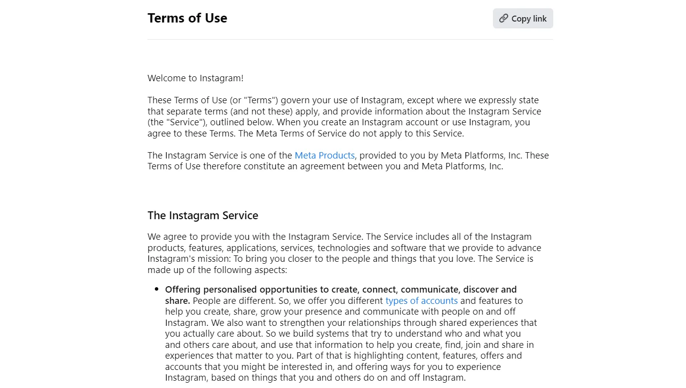 Facebook’s Terms and Conditions