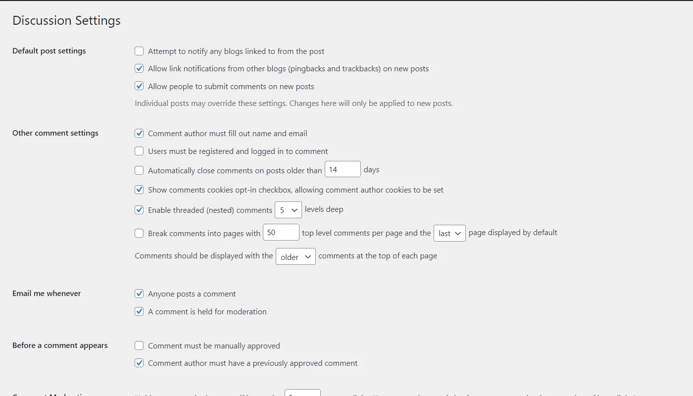 Uncheck relevant options