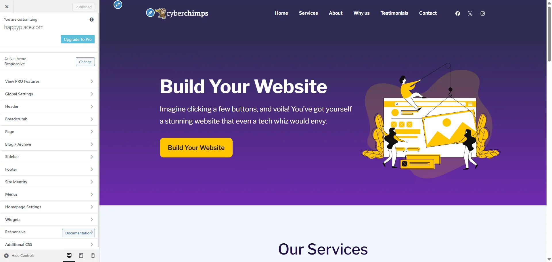 Responsive theme customization