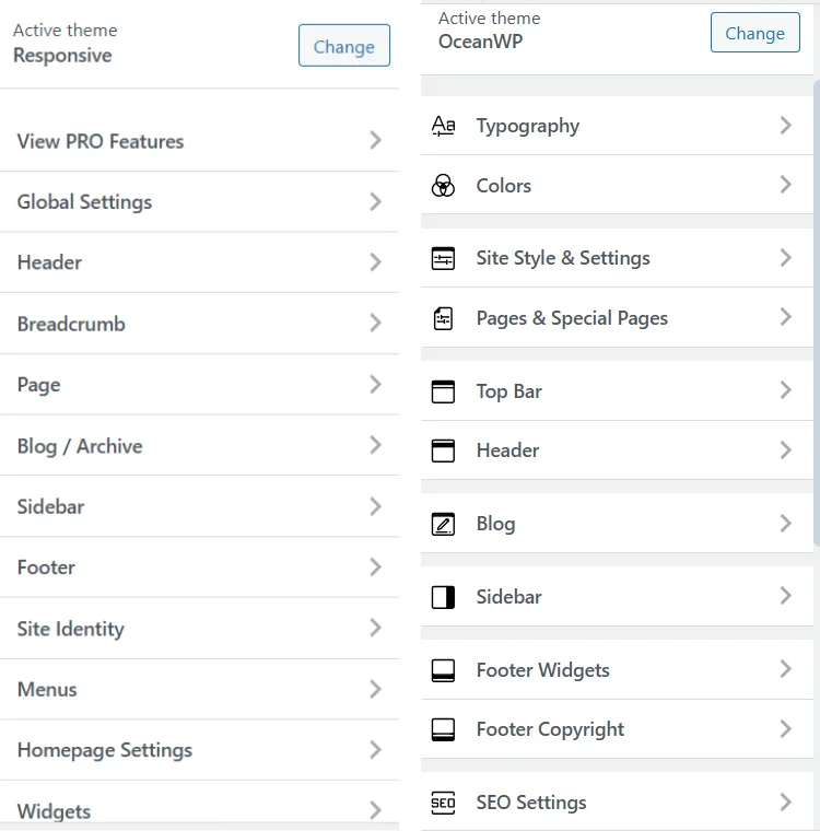OceanWP and Responsive customizer 