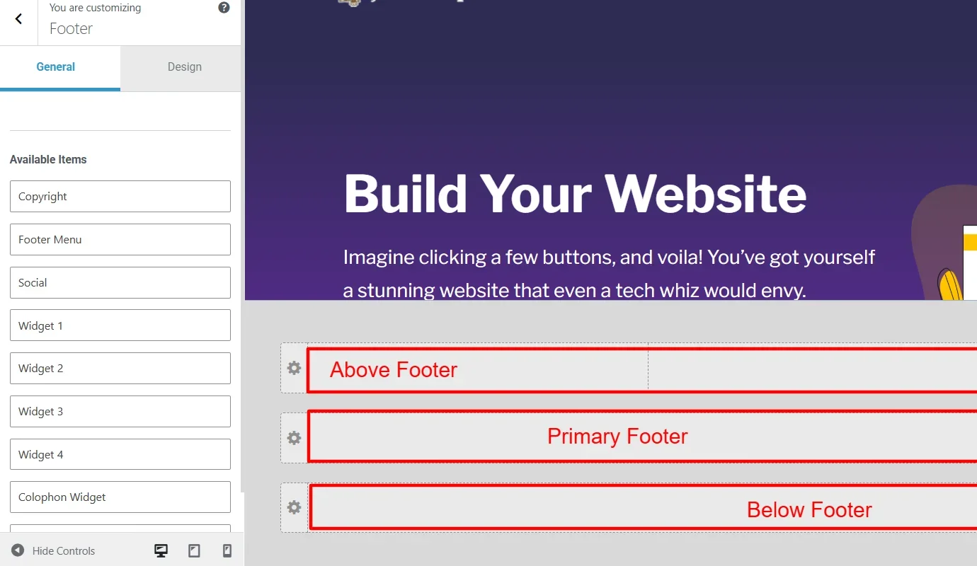 Footer customization