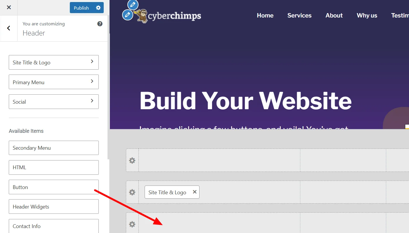 Responsive theme header builder
