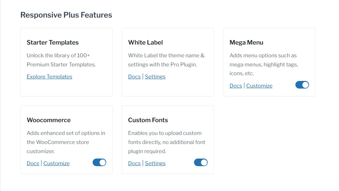 Responsive Plus Features