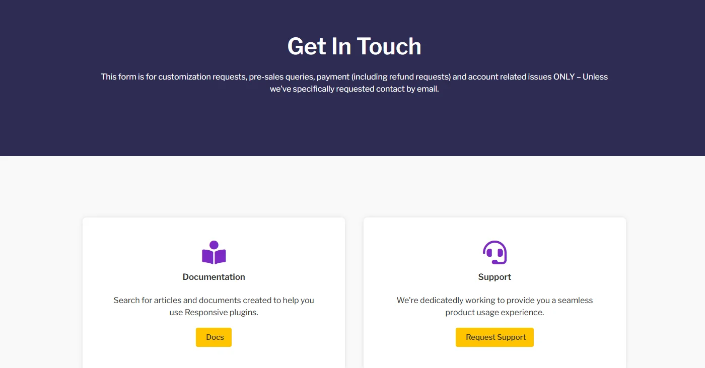 Responsive plus support