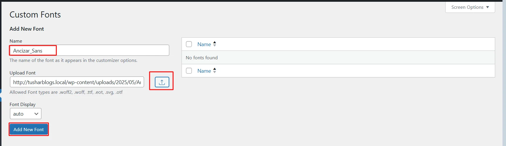 Font integration feature