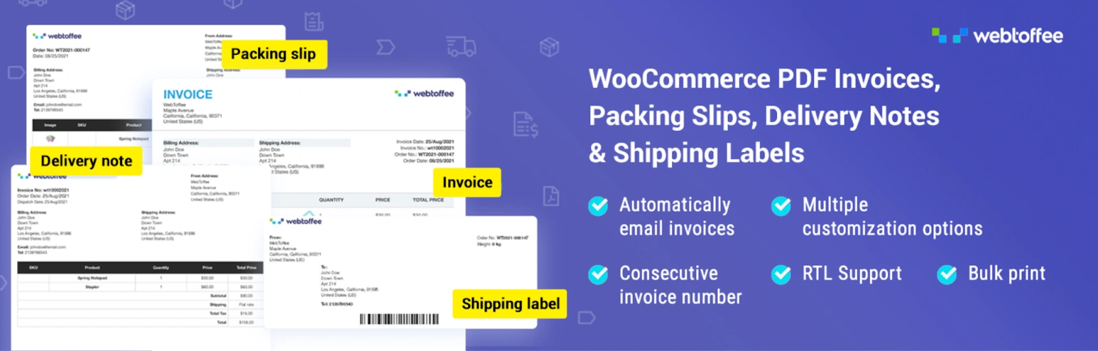 WooCommerce PDF Invoices, Packing Slips and Credit Notes